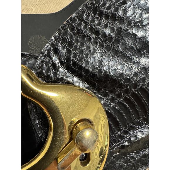 Creaciones Grau Belt Womens Large Black Genuine Snake Skin Dolphin Buckle Spain main image 7